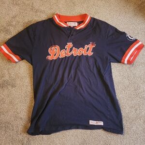 Mitchell & Ness Detroit Navy and Red Kids Jersey